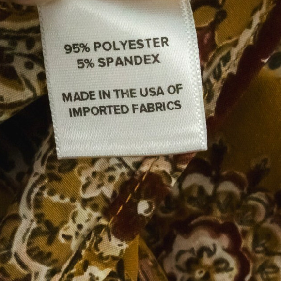 Evereve Size Large L Marigold Yellow Britta Border Floral Print Tie V Neck Top - Picture 5 of 7